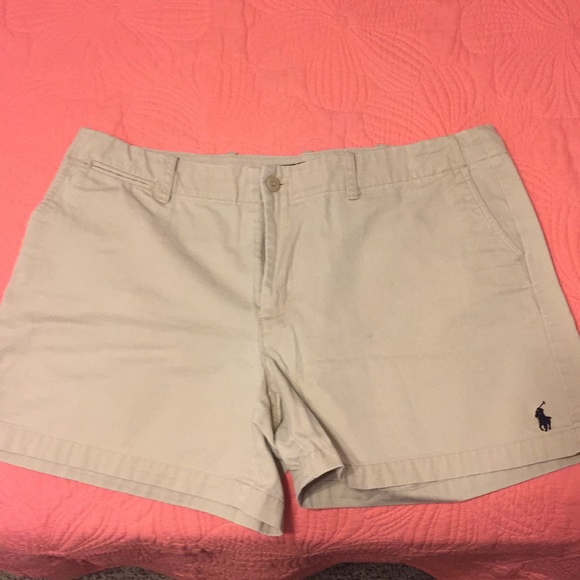 khaki polo shorts with horses